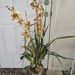 Large faux orchid flower arrangement 