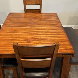 Dining Room Table, Chairs And Bench 