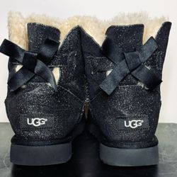 Ugg Womens Mini Bailey Bow Boots Sparkle Size 8 Sheepskin 100053 Glitter EUC