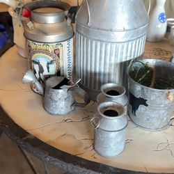 Galvanized Metal Milk Cans Watering Can Bucket Decor