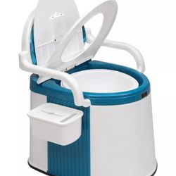 VINGLI Portable Toilet Back Handrail Design Commode with 5Gal Bucket,