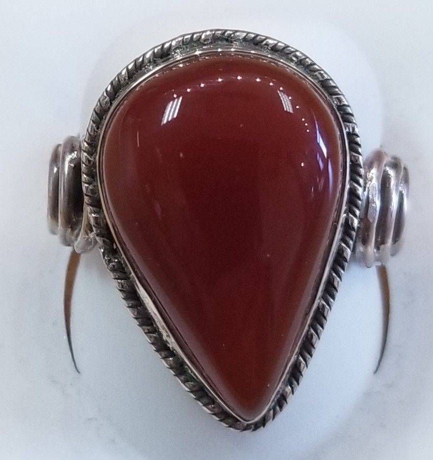 Sterling Silver And Orange Carnelian Ring