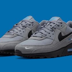 Nike Air Max 90 (Size 9)- Smoke Grey / Black - Light Photo Blue