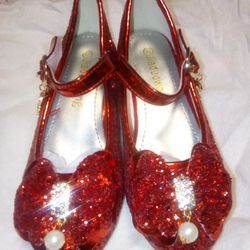 Girl Dress Shoes Wedding Party High Heel Glitter Princess Bownot Shoes
