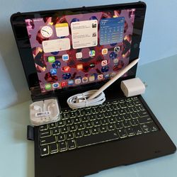 Apple IPad 9th Generation (10.2” Retina /Touch ID /IOS 18/ 2021 Model) 64GB with Pen, Keyboard  & Accessories 