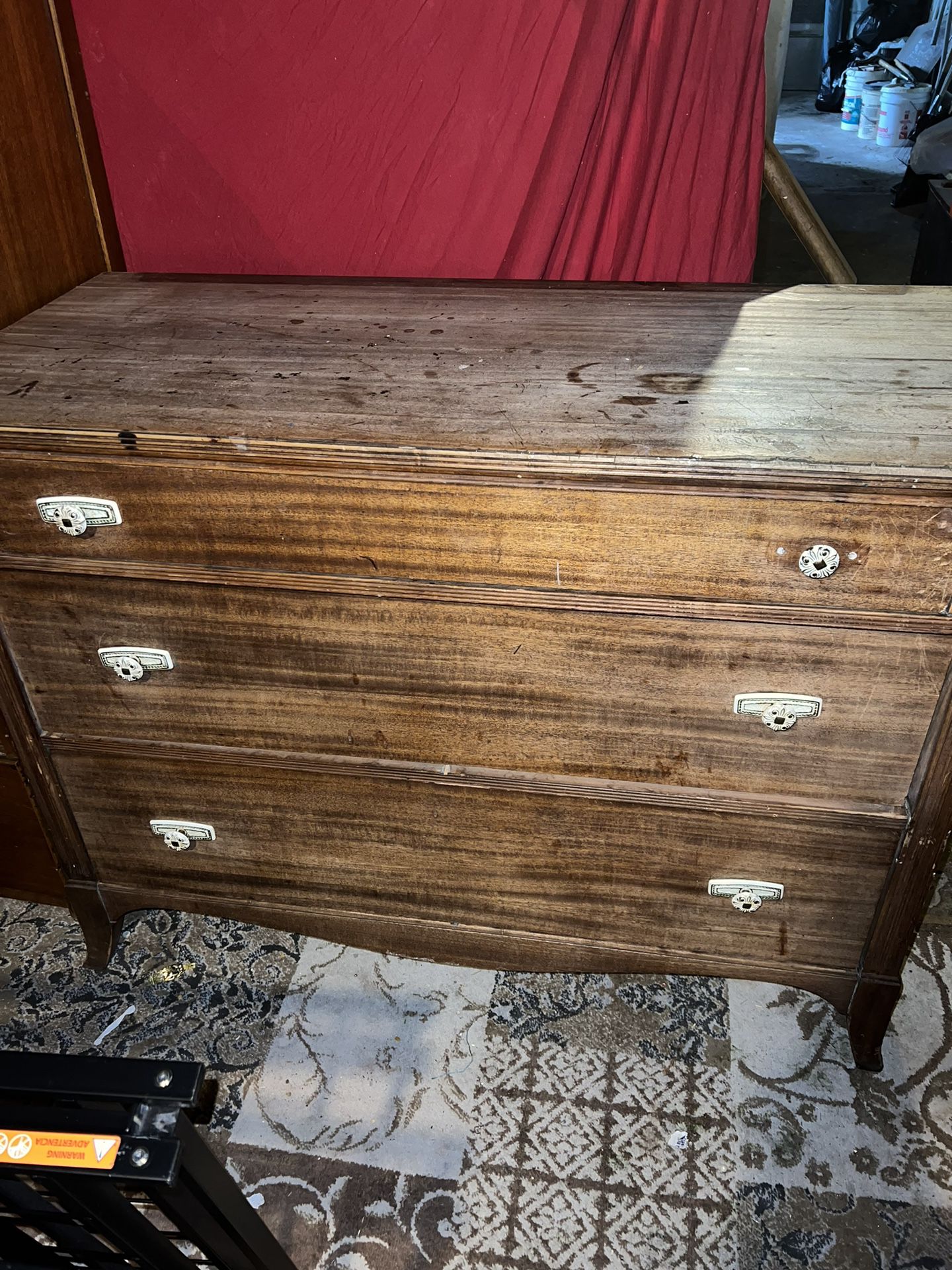 Old Antique Solid Wood Dresser 