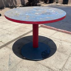 Solid Wood And Metal Circle Table (heavy)