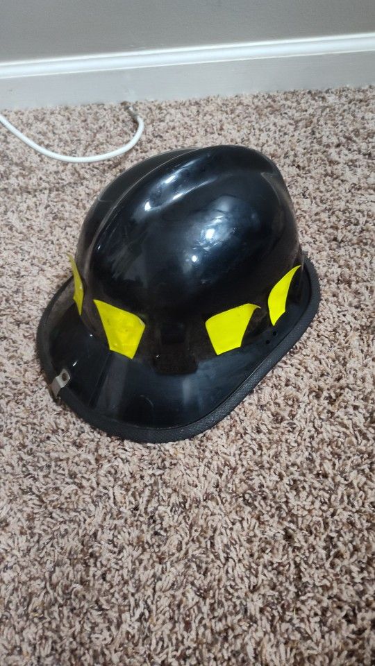 fire helmet black used fireman firefighter safety turnout bunker Shell Only