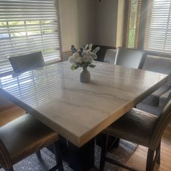 Marble Top High Dining Table Set – 54” x 54”