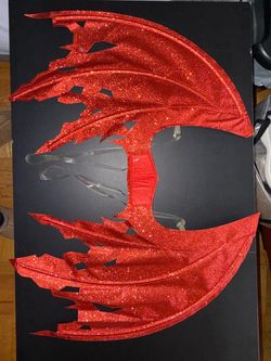 Red Glitter Dragon Wings Costume Accessory