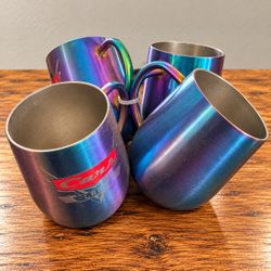 New Set of 4 Disney Parks Cars Land Iridescent Metal Mugs