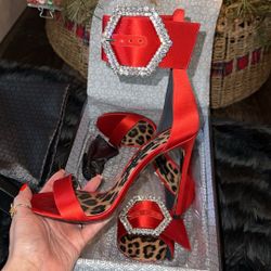 Philipp Plein Stiletto Red Crystal Heels  