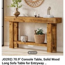 JO292)70.9 Console Table Soild Wood Long Sofa Table Entryway 