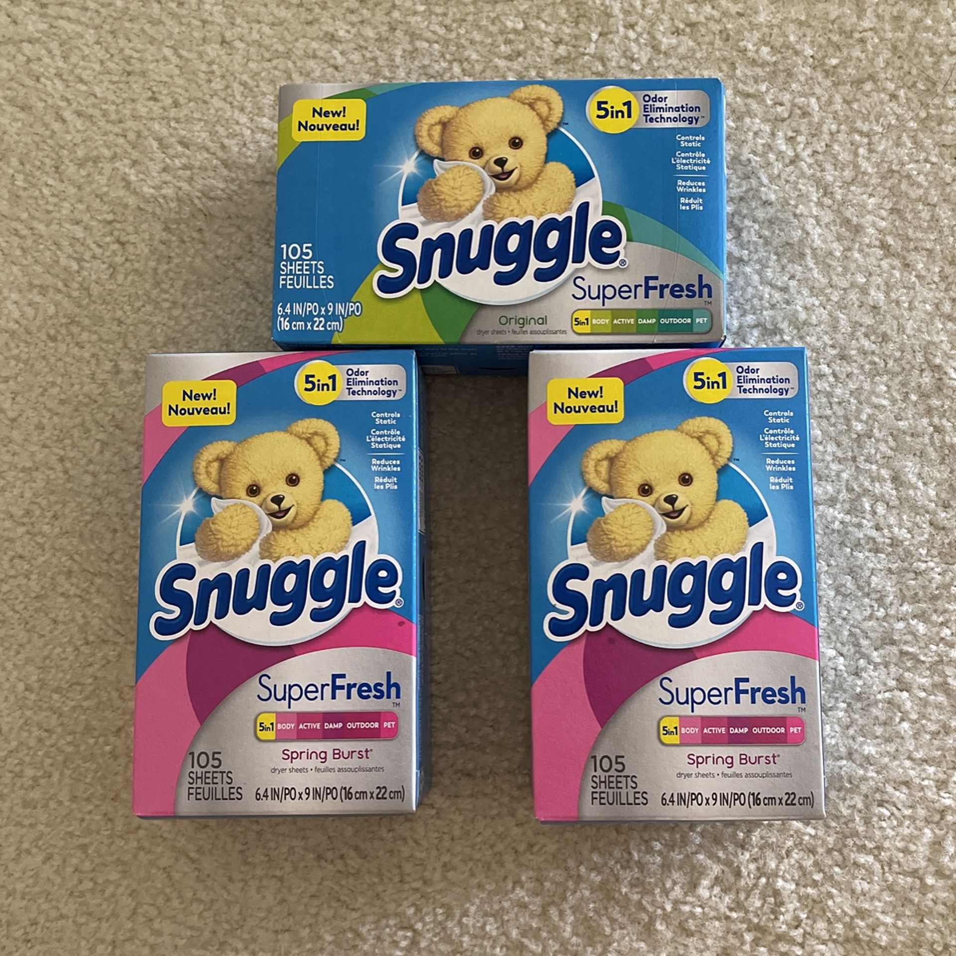 Snuggle Plus SuperFresh Fabric Softener Dryer Sheets with Static Control and Odor Eliminating Technology, Spring Burst, 105 Count(3) For $12