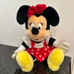 Walt Disney World Disneyland Minnie Mouse Plush Stuffed Toy Polka Dot Dress 14” 