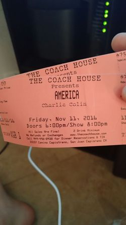Two tickets to the America classic rock show