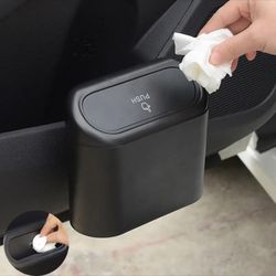 Portable Car Trash Can Hanging Mini Vehicle Garbage Organization With Lid Multifunctional Folding