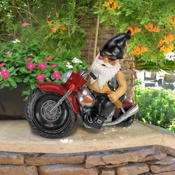 New Design Toscano Axle Grease The Biker Garden Gnome Motorcycle Statue, Single, Full Color Finish