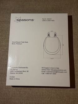Seasons Premium Wood Round Toilet Seat, Bone