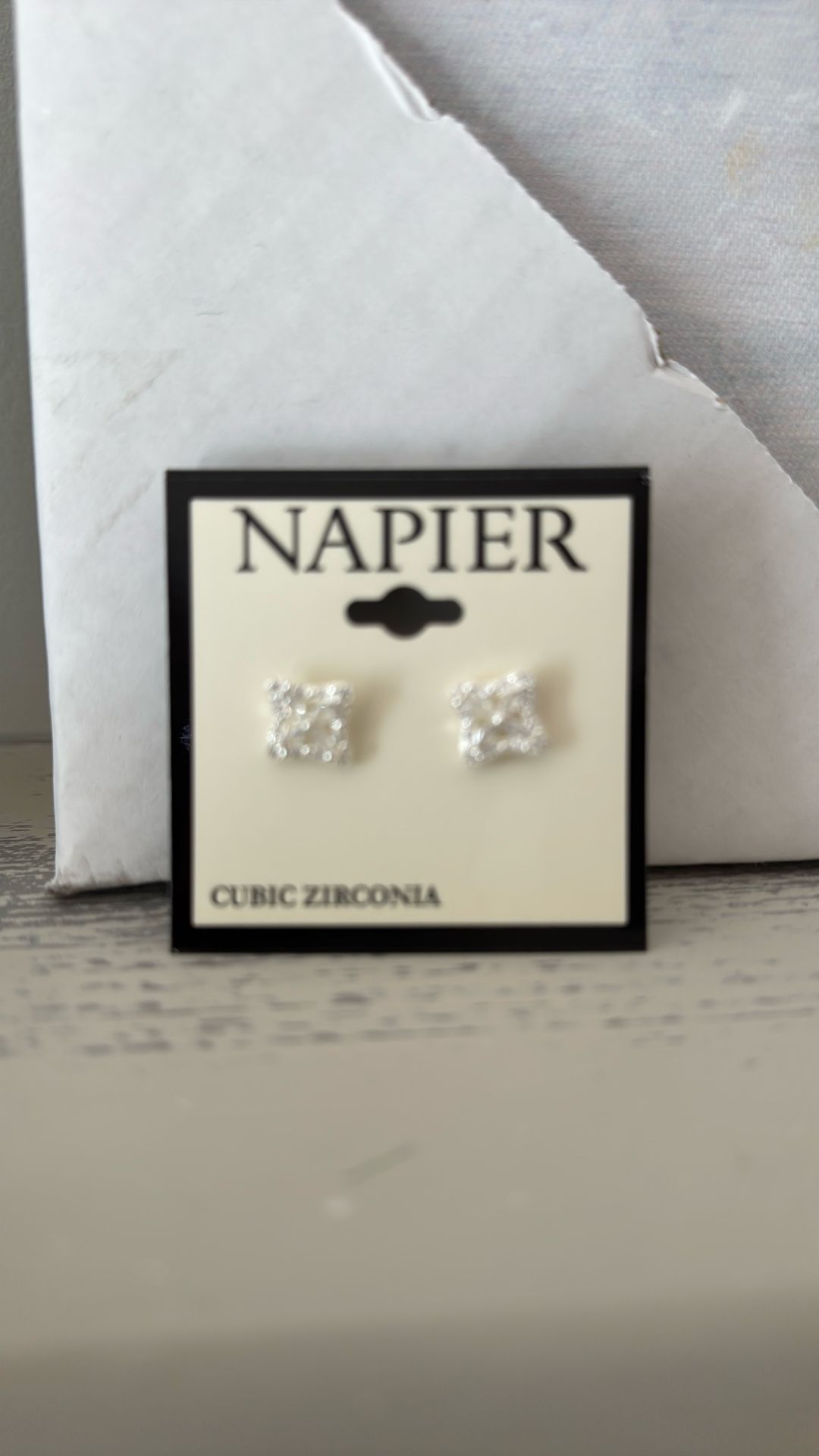 New Cubic Zirconia Pierced Earrings Napier