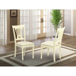 PVC-WHI-C Plainville Dining Chairs with Wood Seat - Buttermilk & Cherry Finish - Set of 2 (New)