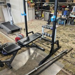 Weight Rack + Weights And Dumbbells 
