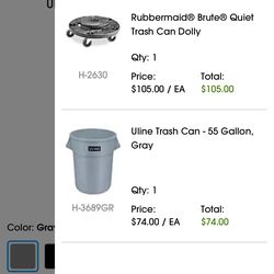 Trash Can Dolly , Uline Trash Can - 55 Gallon,