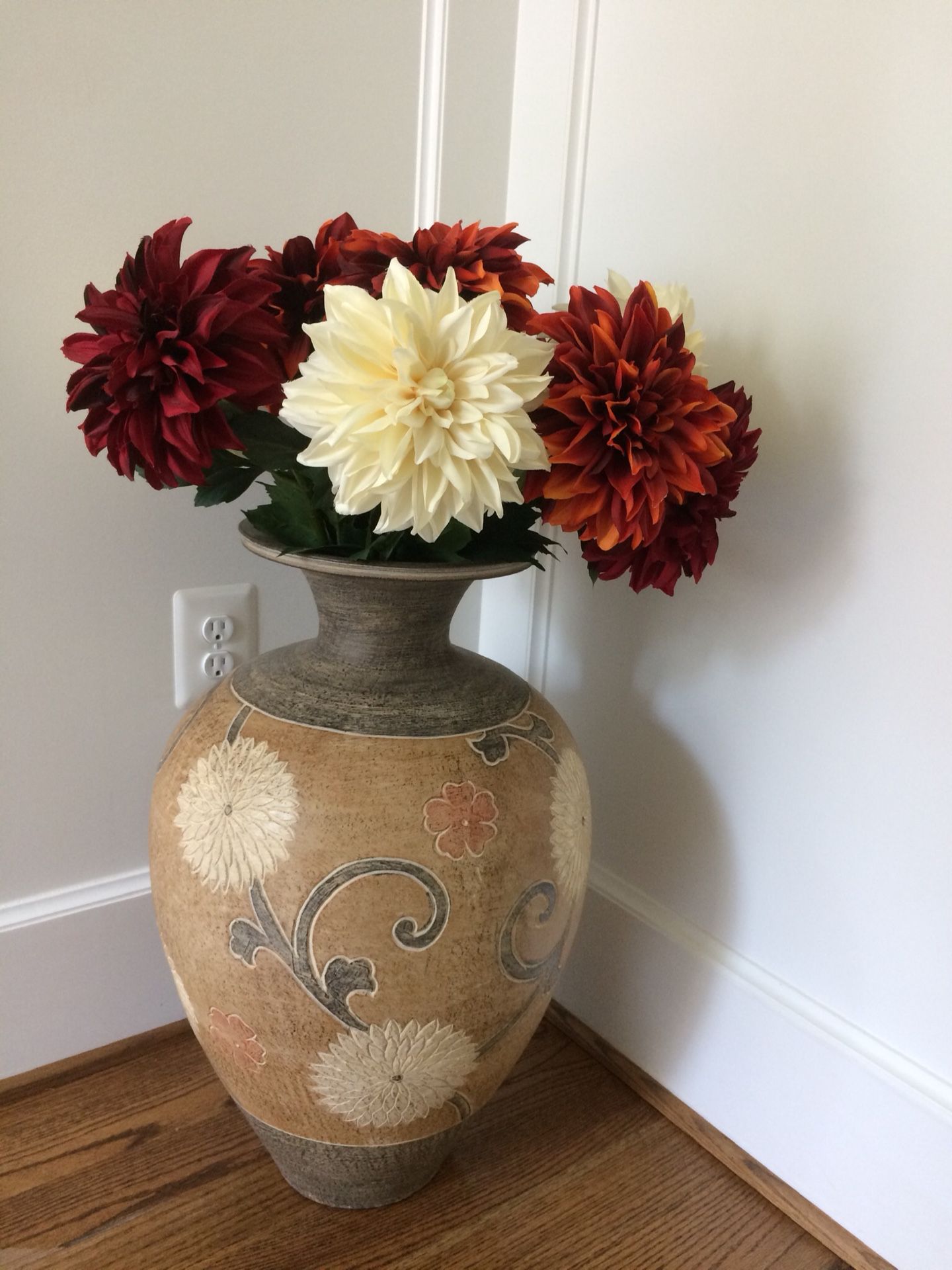 Pier One Floor Vase with Silk Flowers