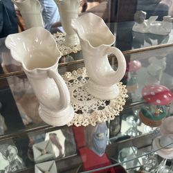Pair of Lenox Ivory Cornucopia Vases – Elegant Vintage Porcelain Decor Set