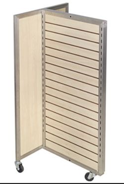 Sleek Slatwall 3 Way Sides Merchandiser Rolling Display Rac