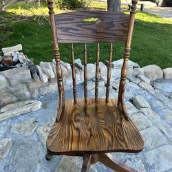 1970’s Banker’s Chair Solid Oak With Tilt Tension Adjustment