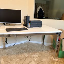 Modern White Gloss & Chrome Desk / Writing Table – Minimalist Luxury Vibes (Like New!)