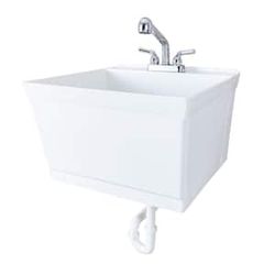 Wall Mounted Utility Sink with Chrome Finish Pull-out Sprayer Faucet