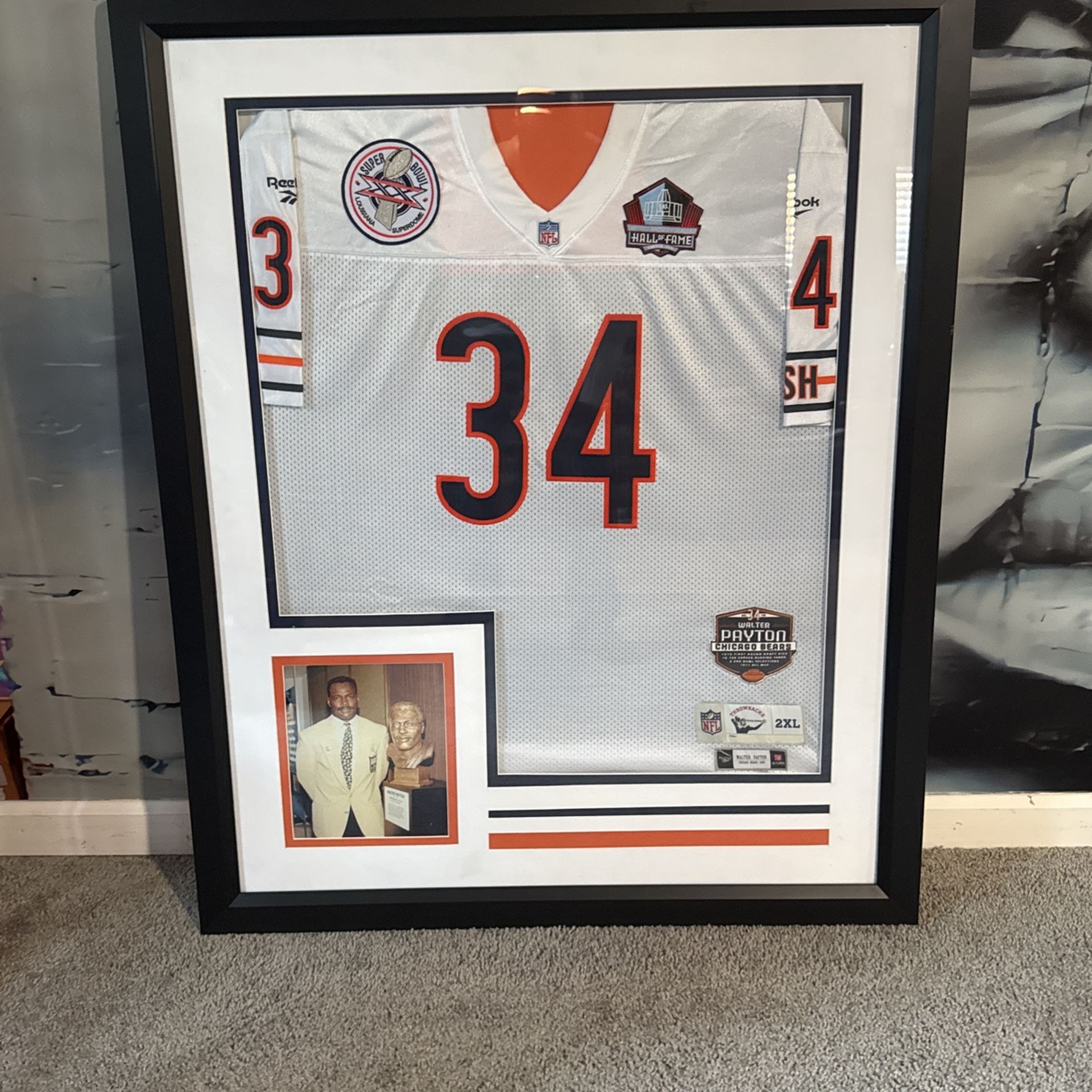 Walter Payton Chicago Bears Framed Jersey W 35 1/2 Inch X L 43 1/2 Inch