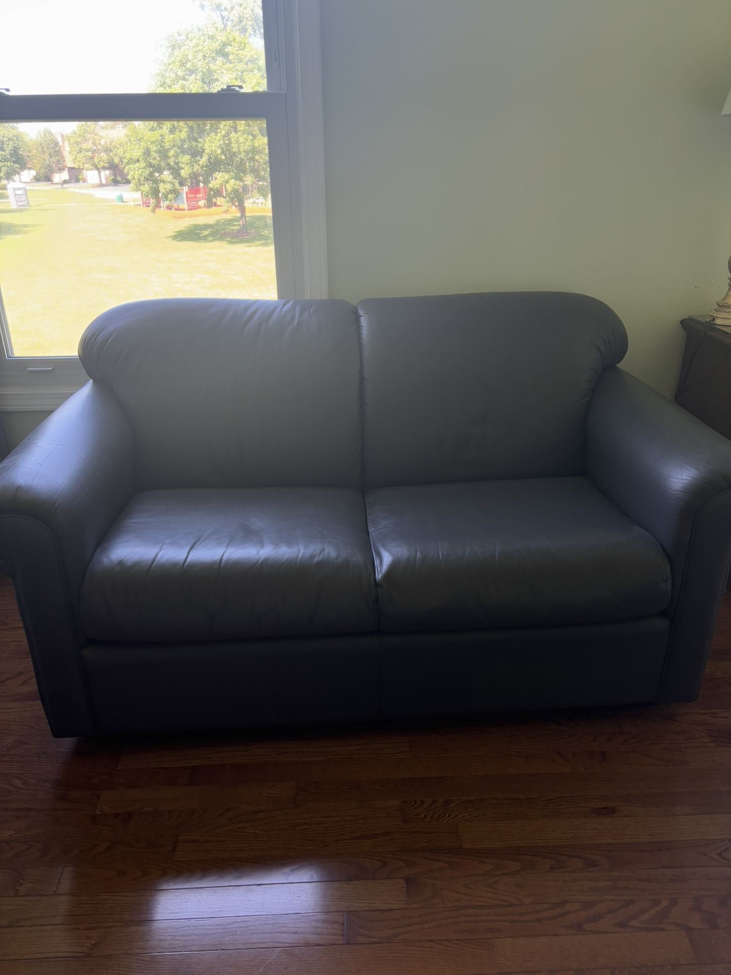 Leather Two Seater Sofa Couch-Gray