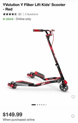 YVolution Y Fliker Lift Kids Scooter Red and Black