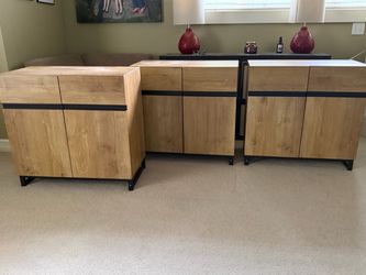 3 x WAMPAT Modern TV Stands for TVs Up to 40 Inch, Entertainment Center Media Console with Adjustable Shelves & Metal Base for Living Room or Bedroom,