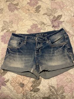 Grace In LA embroidery gem shorts