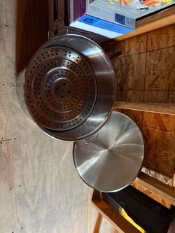 Large Stainless Steel Tamale Steamer Pot with Insert & Lid – 21”