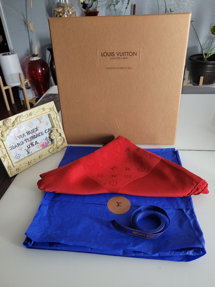 Authentic Louis Vuitton Red Silk Scarf!