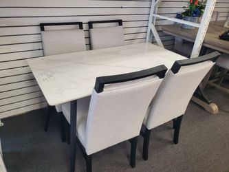 Dining Table Set with 4 Upholstered Chairs