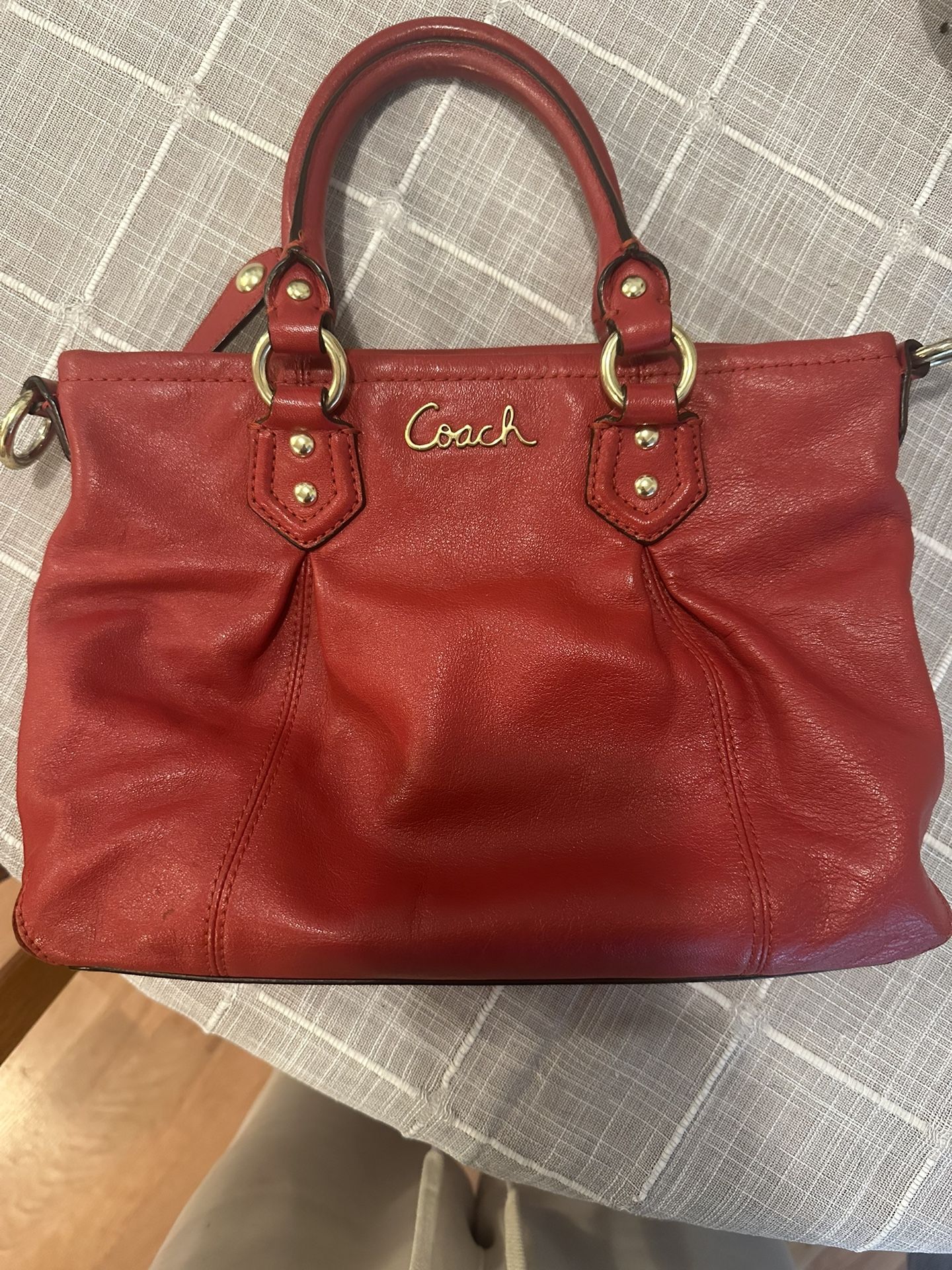 Coach Red Leather Mini Ashley Tote Satchel Crossbody Bag F20342