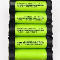 5x INR18650 Cells 2500mAh - Tested, $1 Each
