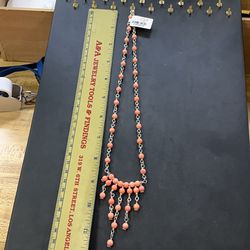 Silver and cornelian oil treated statement necklace