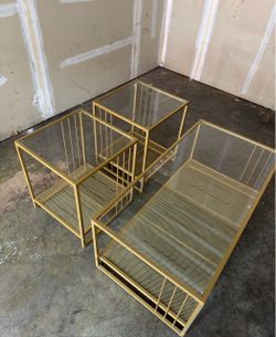3 pieces Table Set  with Tempered Glass Top