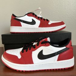 NEW Nike Air Jordan 1 Retro Low Golf Shoes Bred Black Red White Size 7