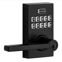 SmartCode 917 Matte Black Contemporary Keypad Electronic Single-Cylinder Halifax Door Handle Featuring SmartKey Security=Kwik-004