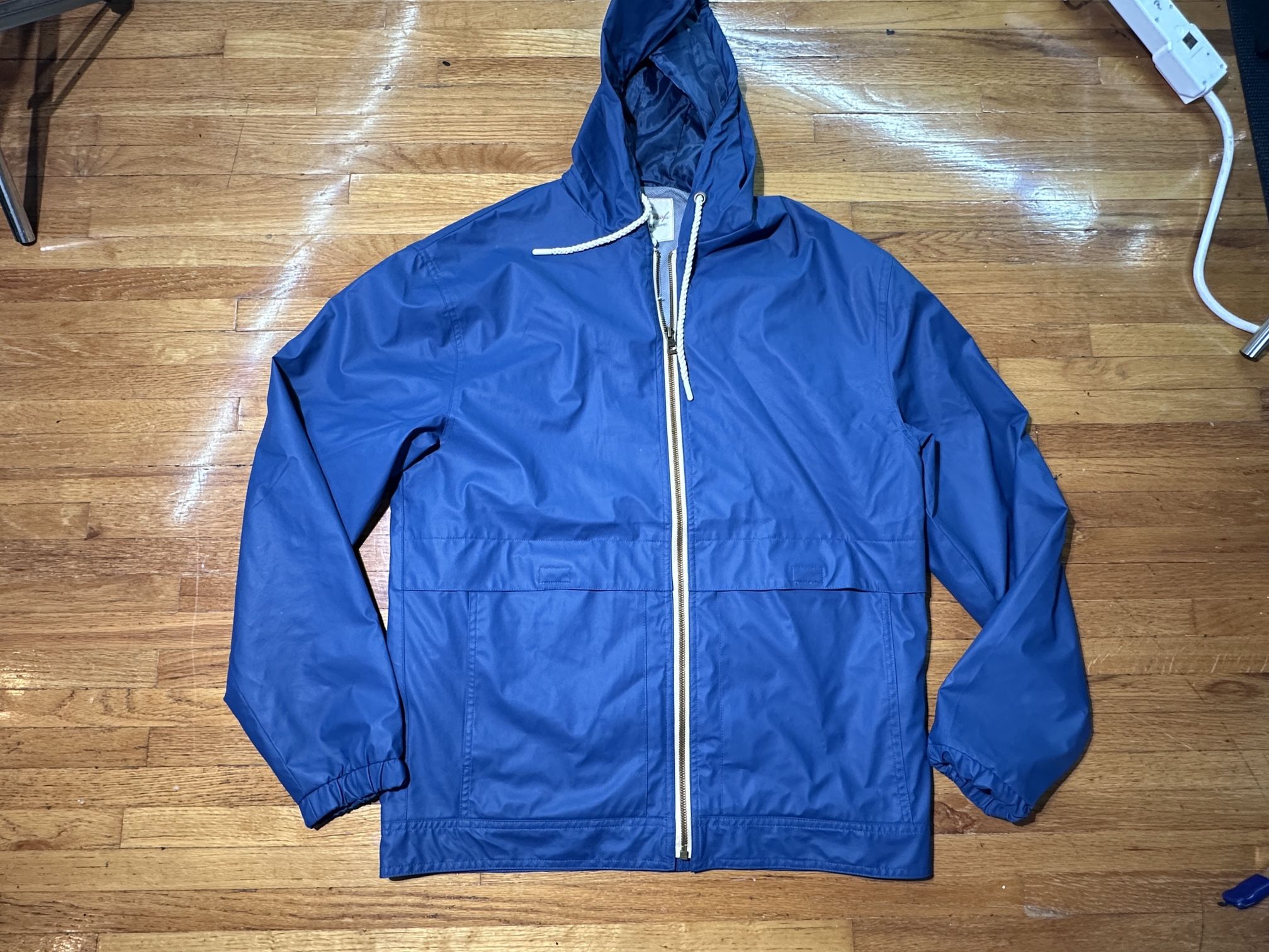 Vintage Weatherproof Rain Jacket Women's M Blue Hooded Windbreaker Full-Zip Flaw