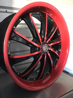 Brand new 20" wheels 5 lug gloss red/black