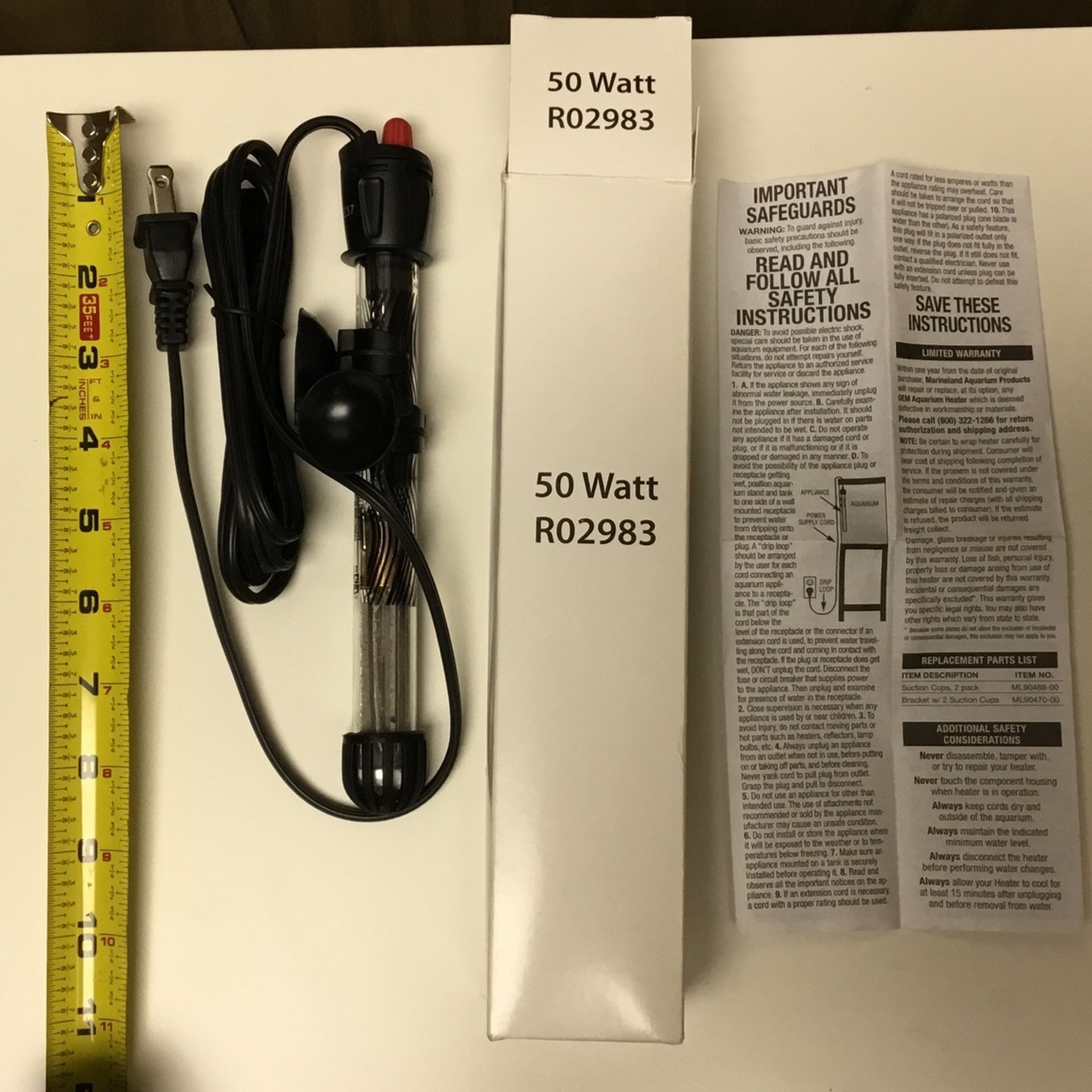 Acquarium Heater, Marineland Aquarium Product, 50 Watt, R02983, New, Never Used